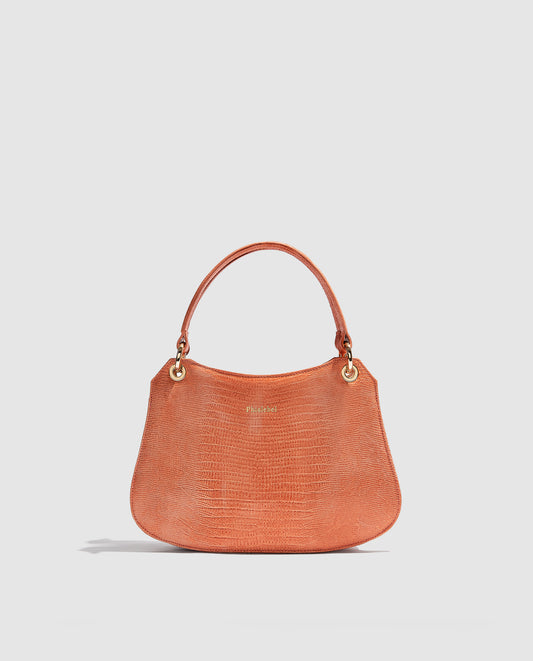 Bolso naranja metalizado efecto lizard